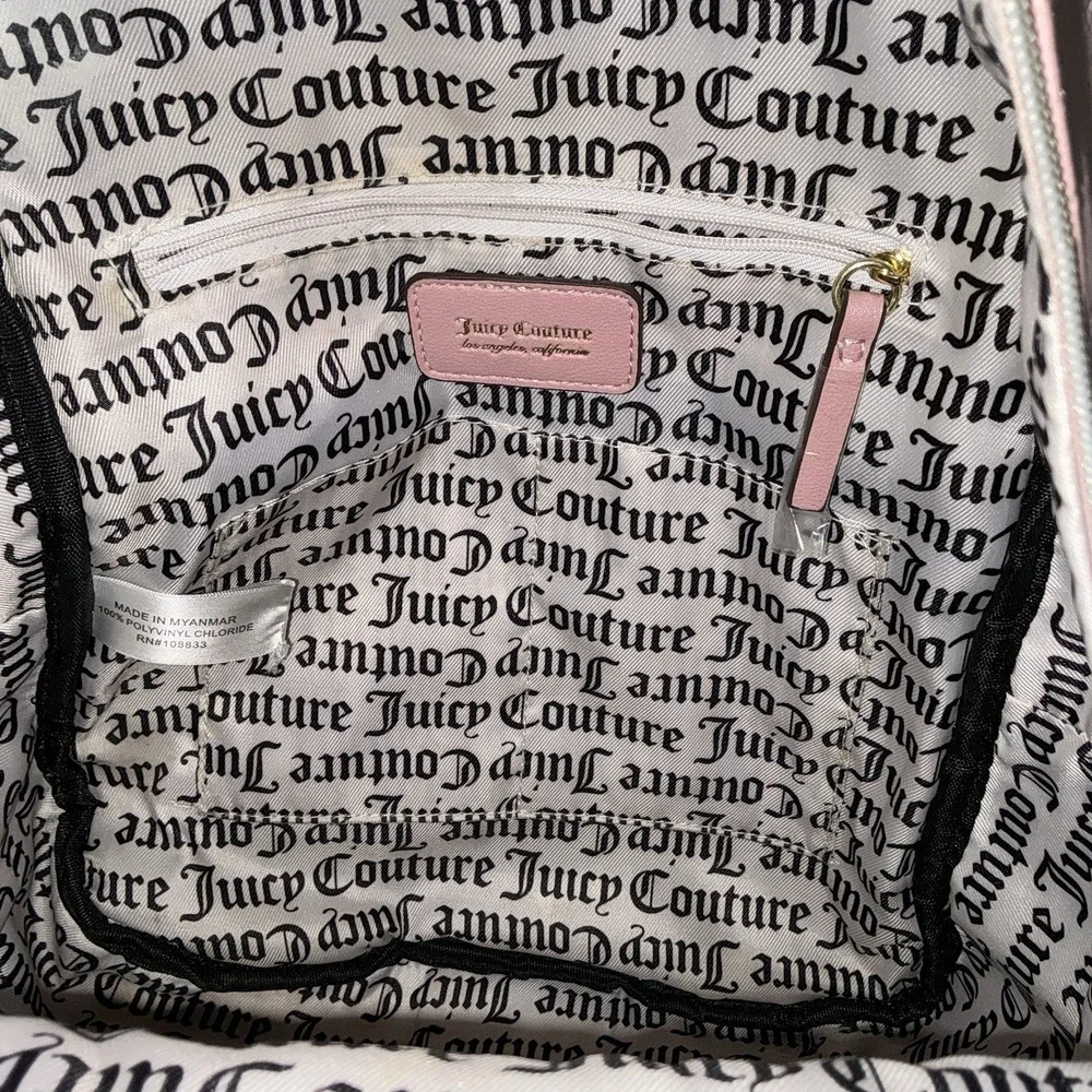 Juicy Couture Backpack Pink Embossed Logo Handbag School Work Lightweight